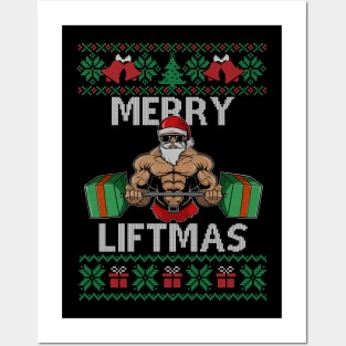 Merry Liftmas Christmas Xmas Fitmas Fitness Santa Holiday 6 Posters and Art